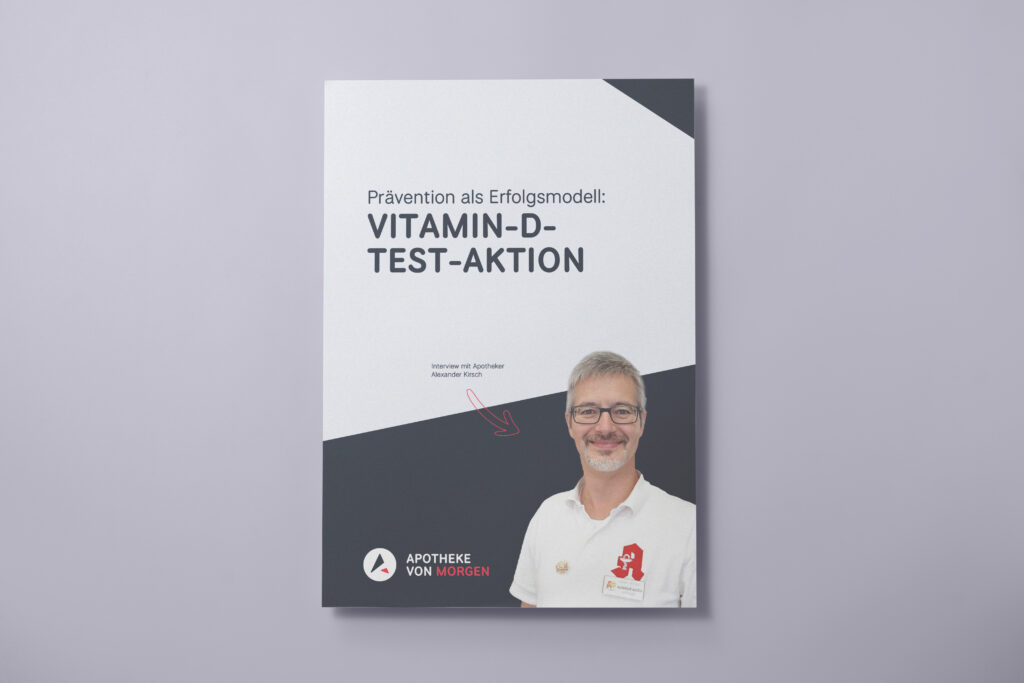 Zeigt die Titelseite des im Text angesprochenen Interviews zur Vitamin-D-Test-Aktion. Unten rechts ist ein Foto von Apotheker Alexander Kirsch abgebildet, der lächelnd in die Kamera schaut.